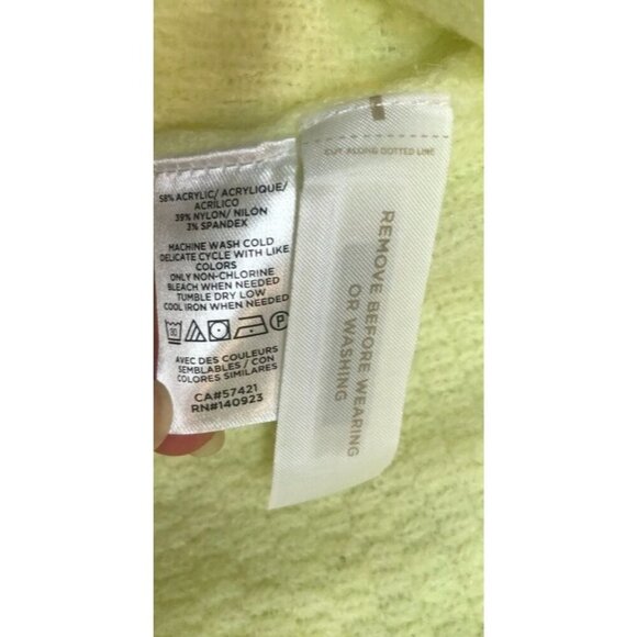 LOFT Textured Shirttail Sweater Neon Yellow 498560 Crew Neck Knit Womens Small S - Picture 8 of 8